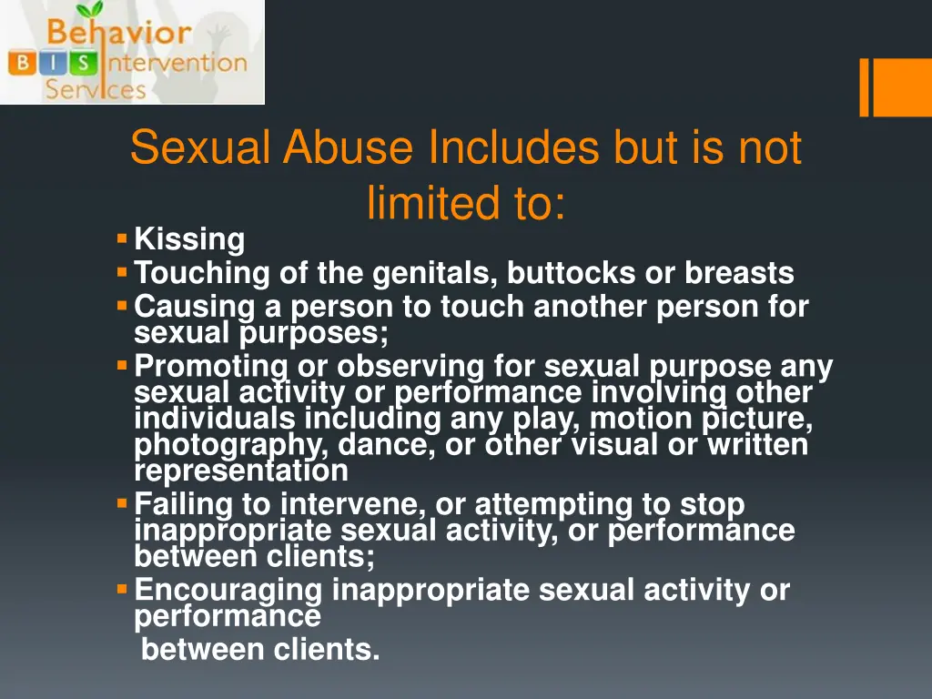 sexual abuse includes but is not limited