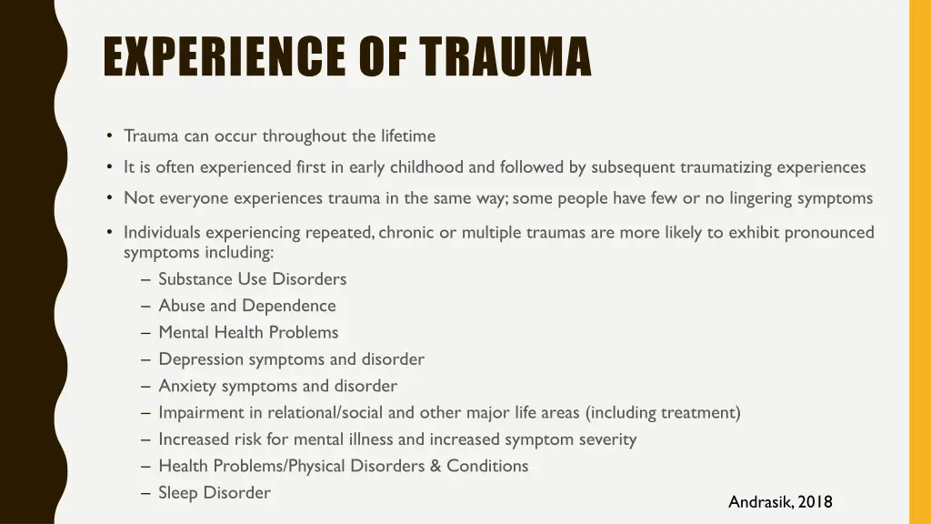 experience of trauma