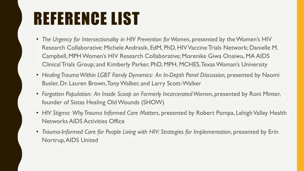 reference list