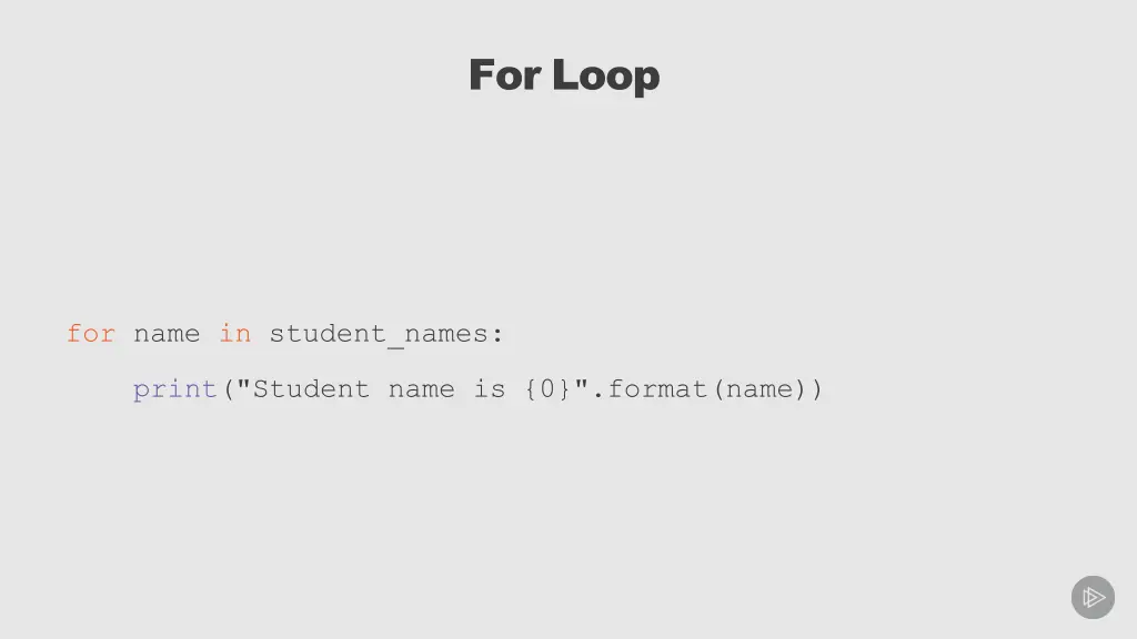 for loop