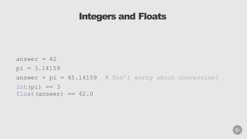 integers and floats