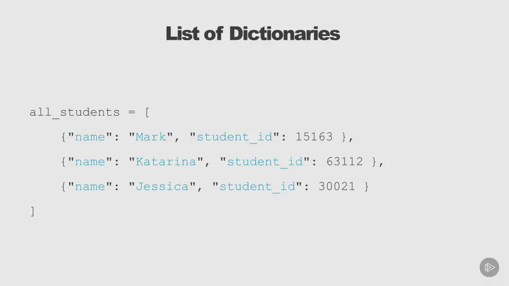 list of dictionaries