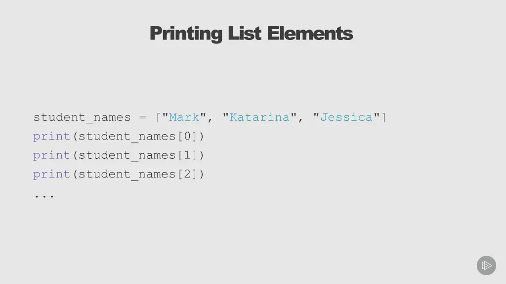 printing list elements
