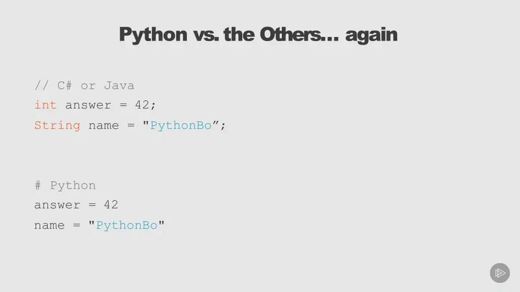 python vs the others again