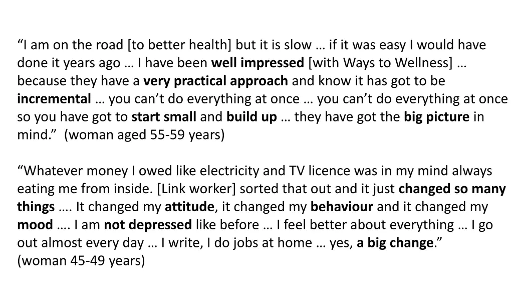 i am on the road to better health but it is slow