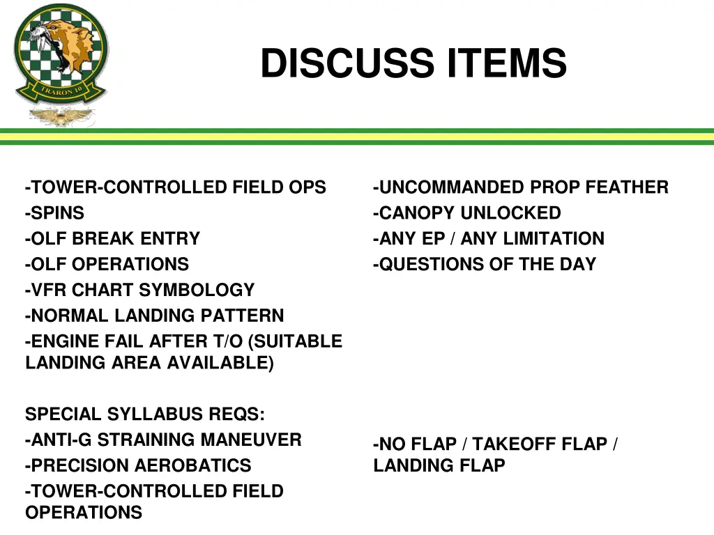 discuss items