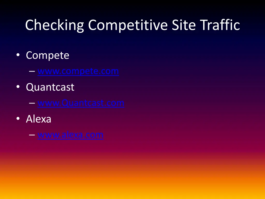 checking competitive site traffic
