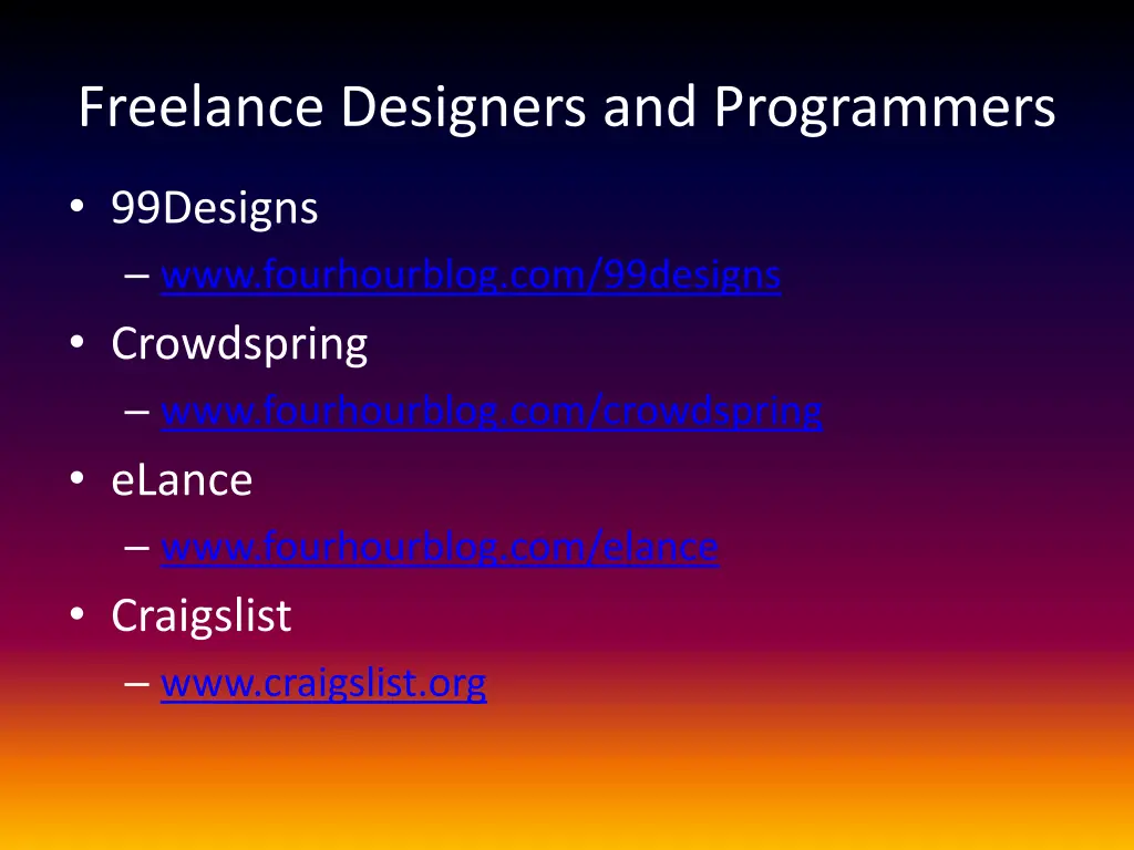 freelance designers and programmers