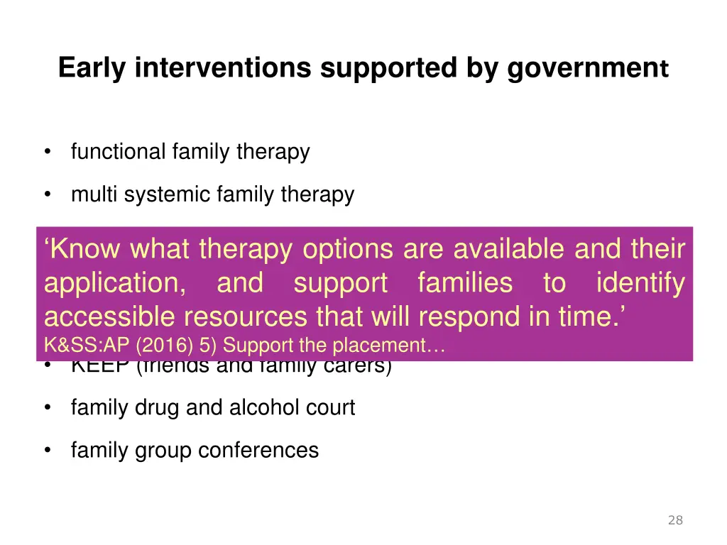 early interventions supported by governmen t