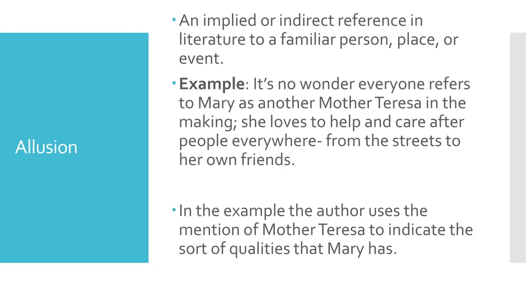 an implied or indirect reference in literature