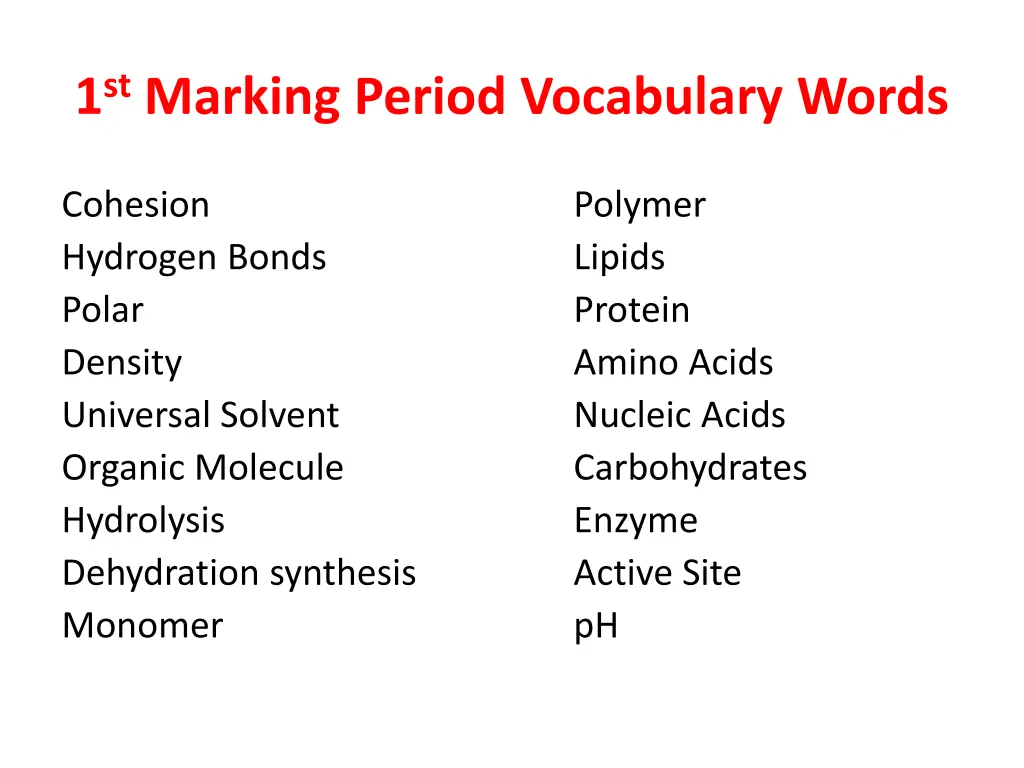 1 st marking period vocabulary words 1