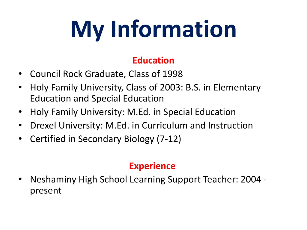 my information