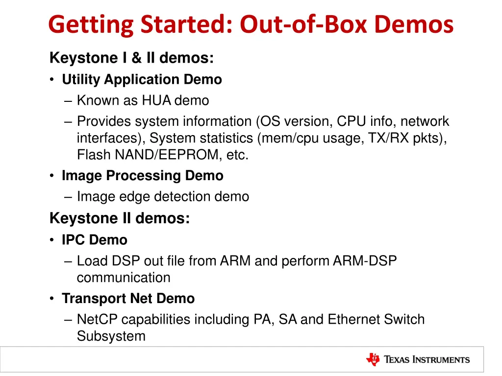 getting started out of box demos