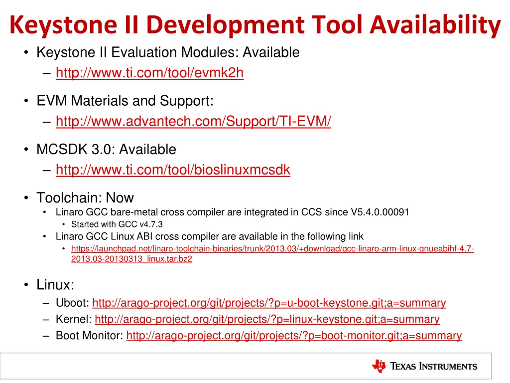 keystone ii development tool availability