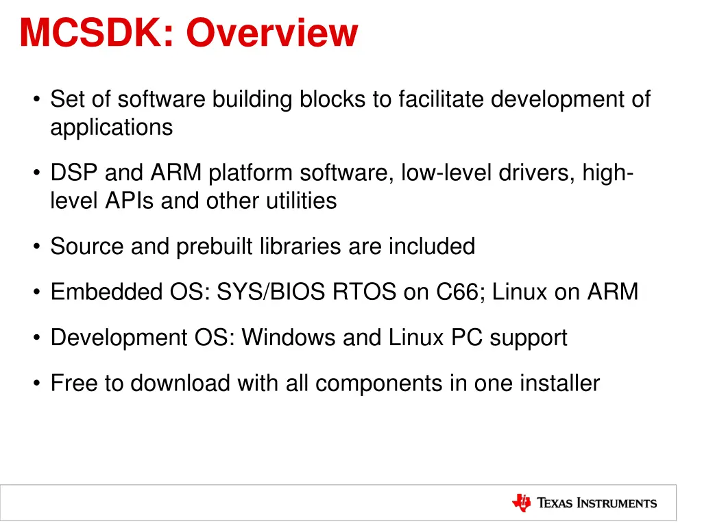 mcsdk overview