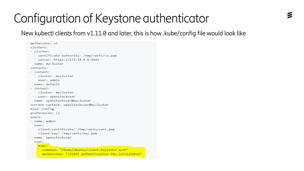 configuration of keystone authenticator
