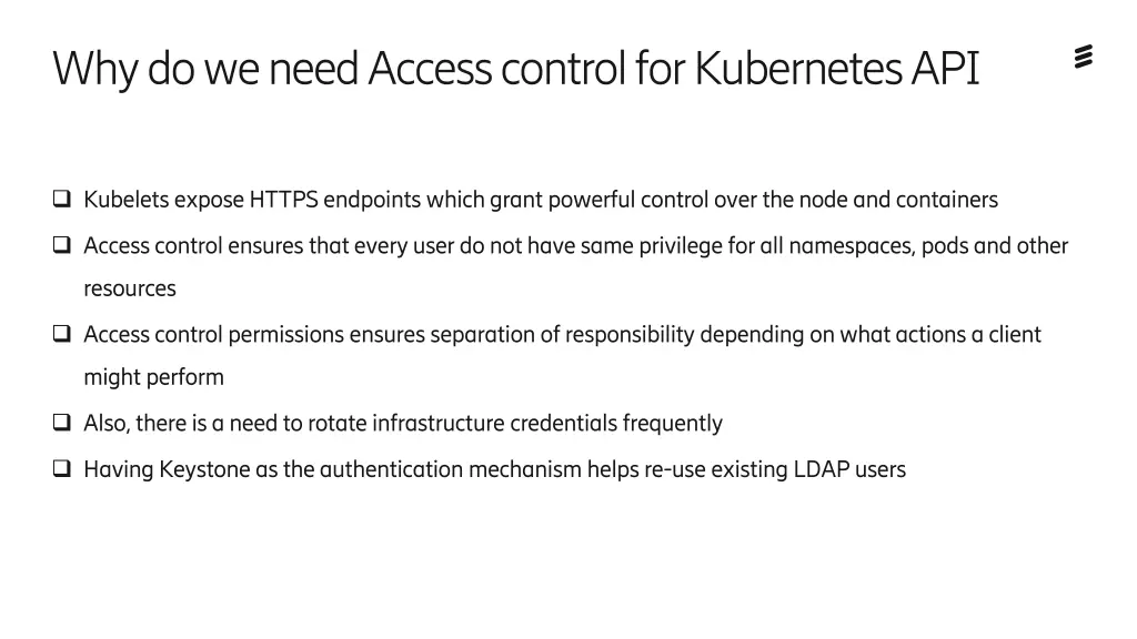 why do we need access control for kubernetes api