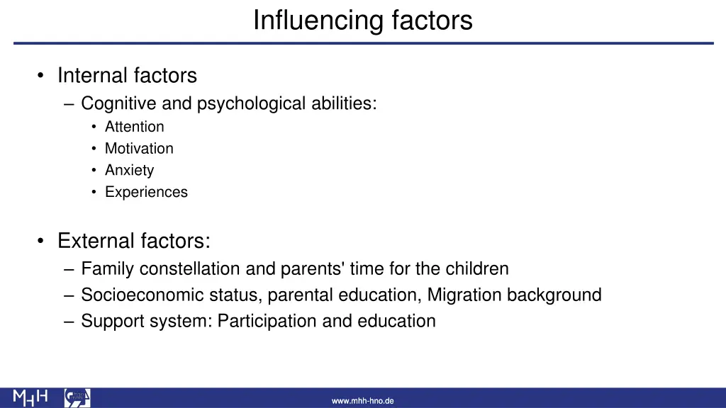 influencing factors