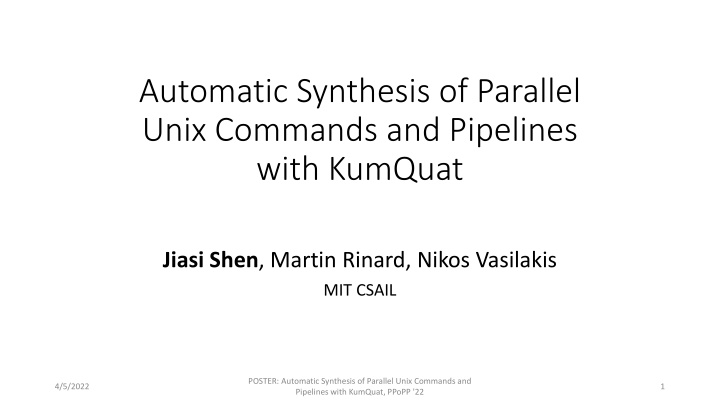automatic synthesis of parallel unix commands