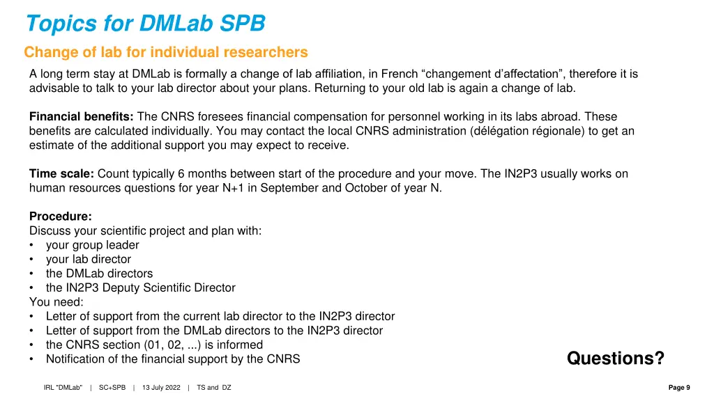topics for dmlab spb change of lab for individual
