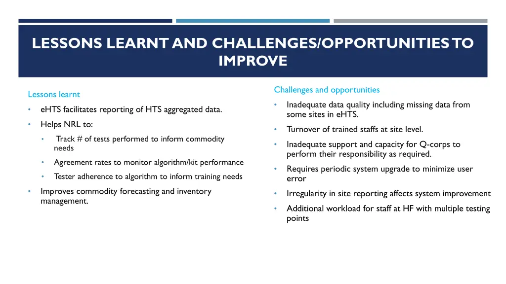 lessons learnt and challenges opportunities