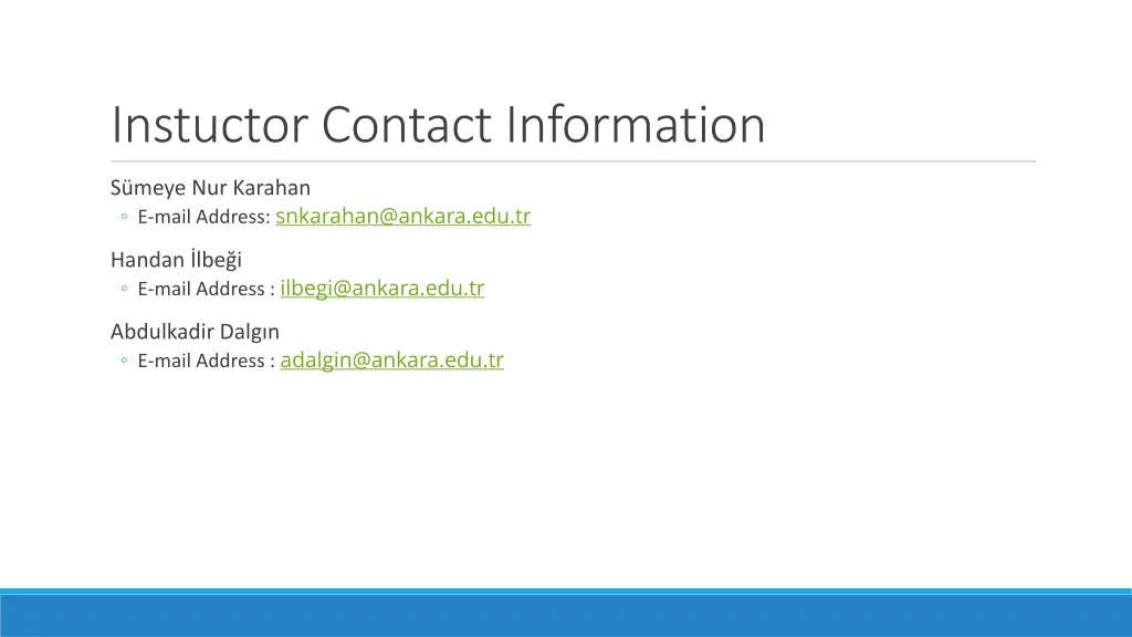 instuctor contact information