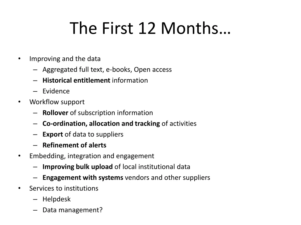 the first 12 months