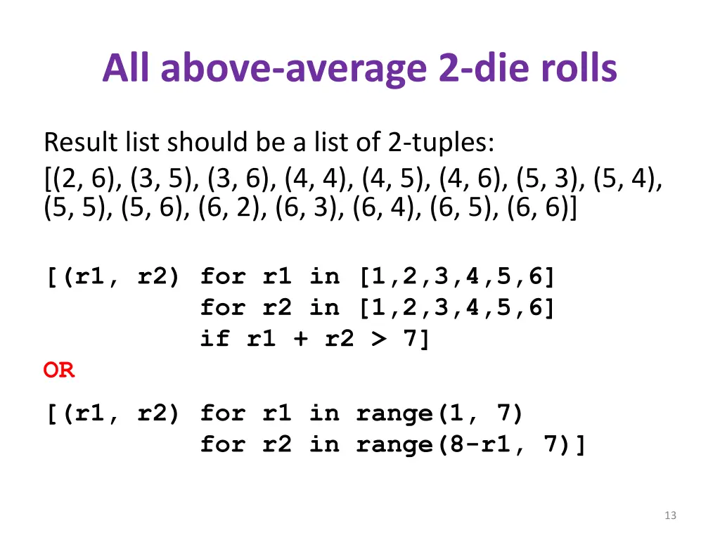 all above average 2 die rolls