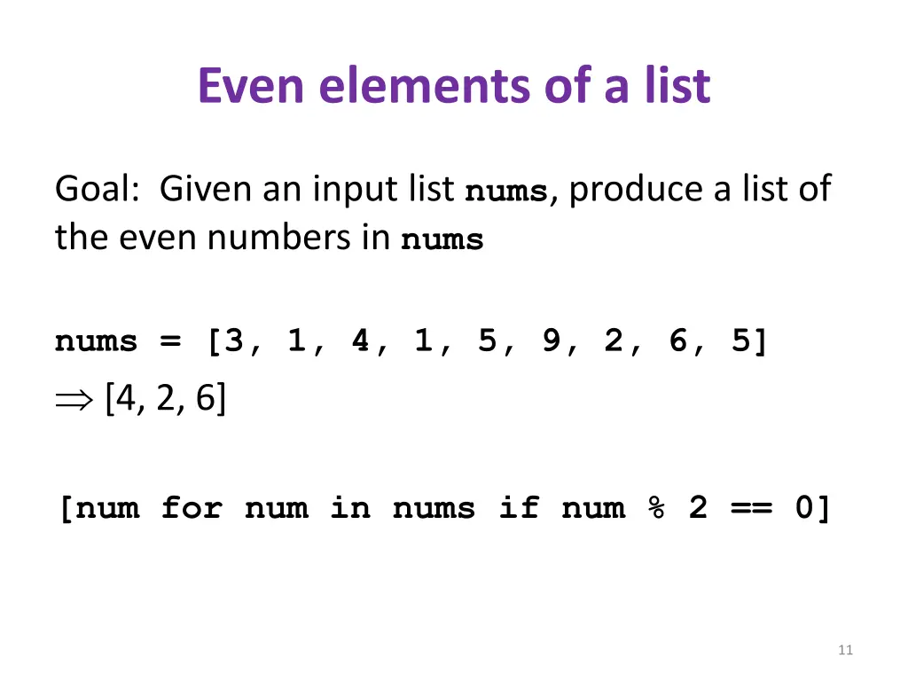 even elements of a list