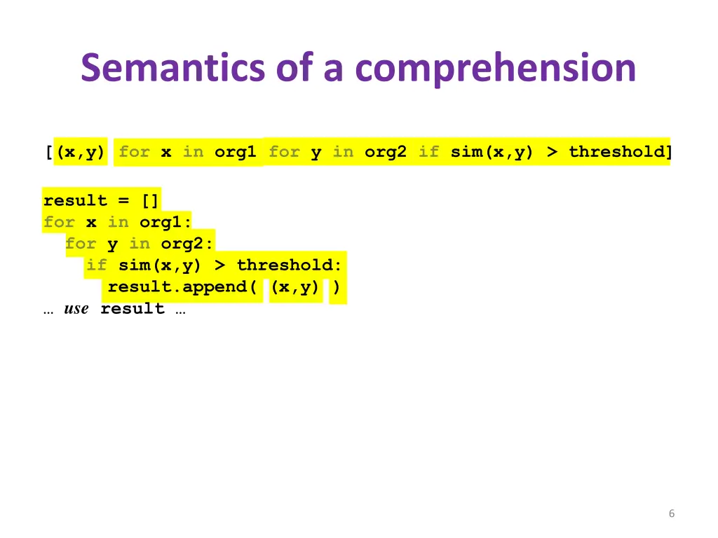 semantics of a comprehension