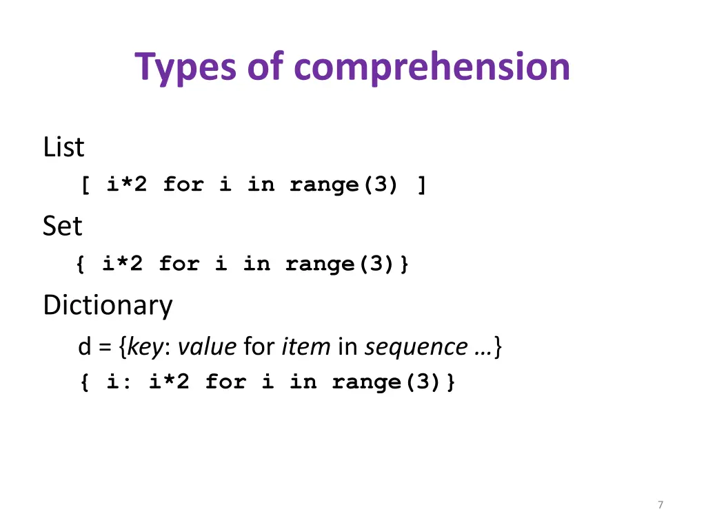 types of comprehension