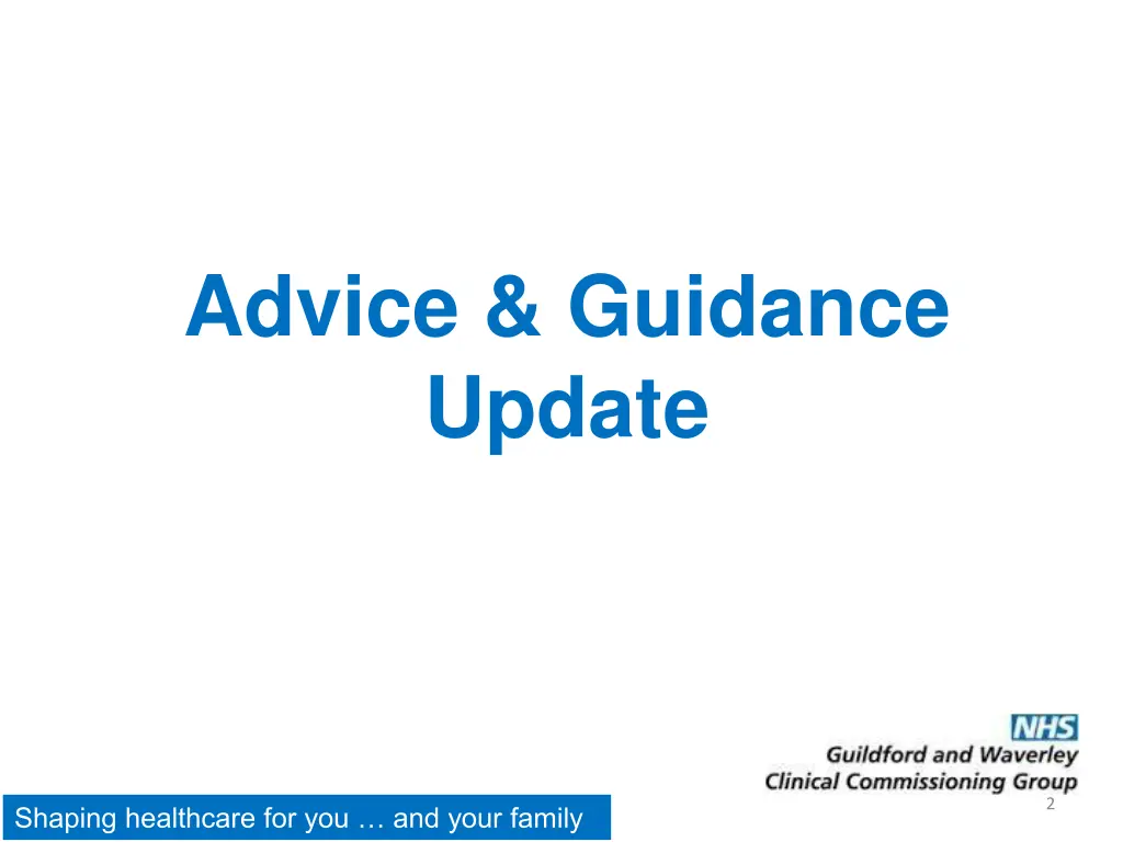 advice guidance update
