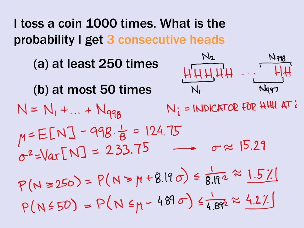 i toss a coin 1000 times what is the probability