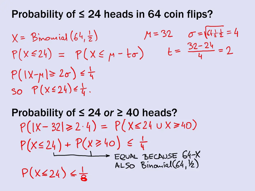 probability of 24 heads in 64 coin flips