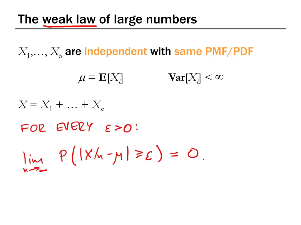the weak law of large numbers