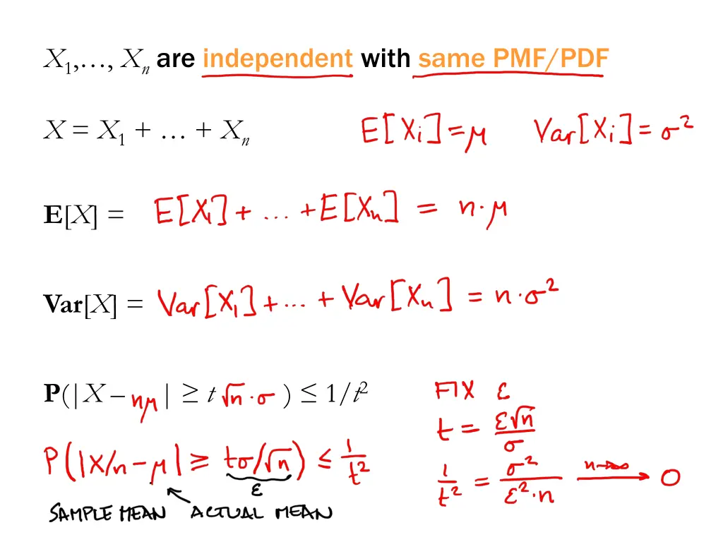 x 1 x n are independent with same pmf pdf
