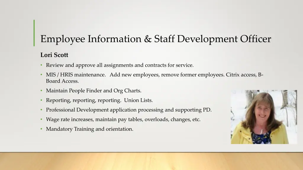employee information staff development officer