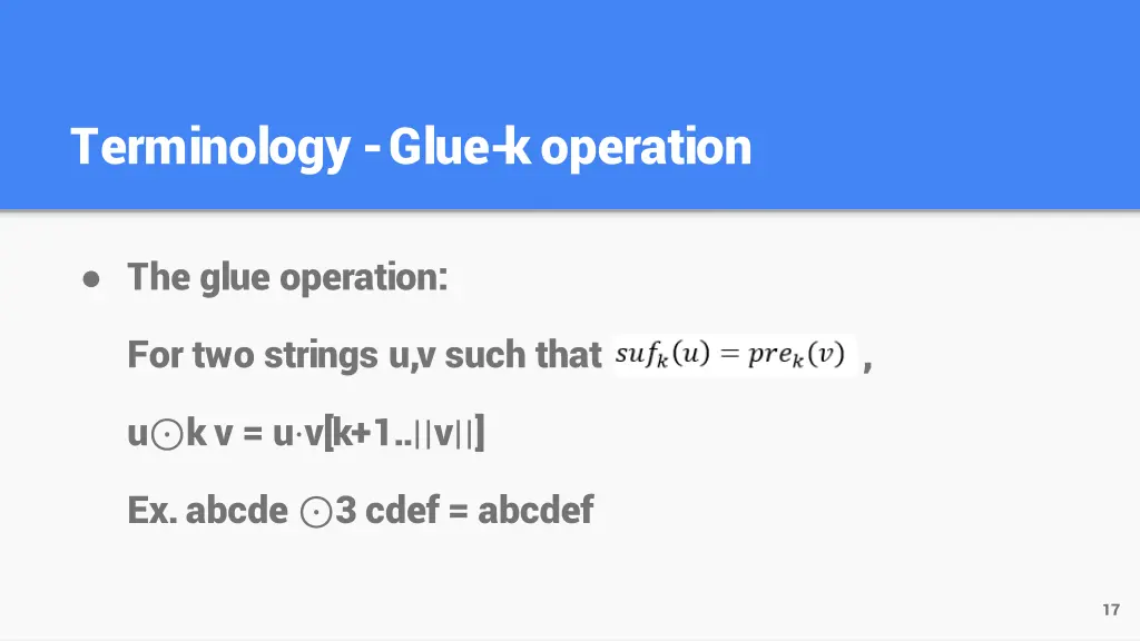 terminology glue k operation