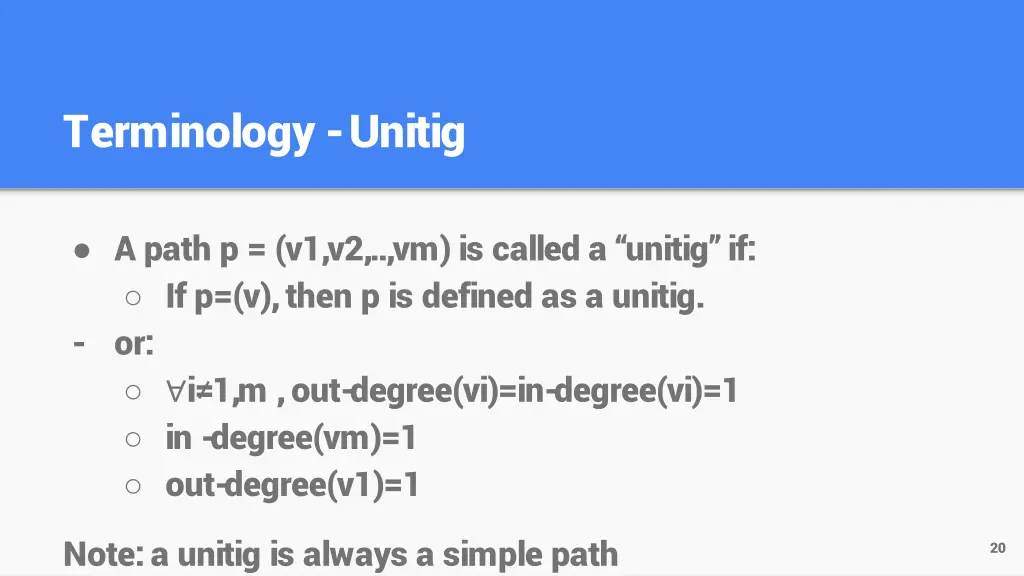 terminology unitig