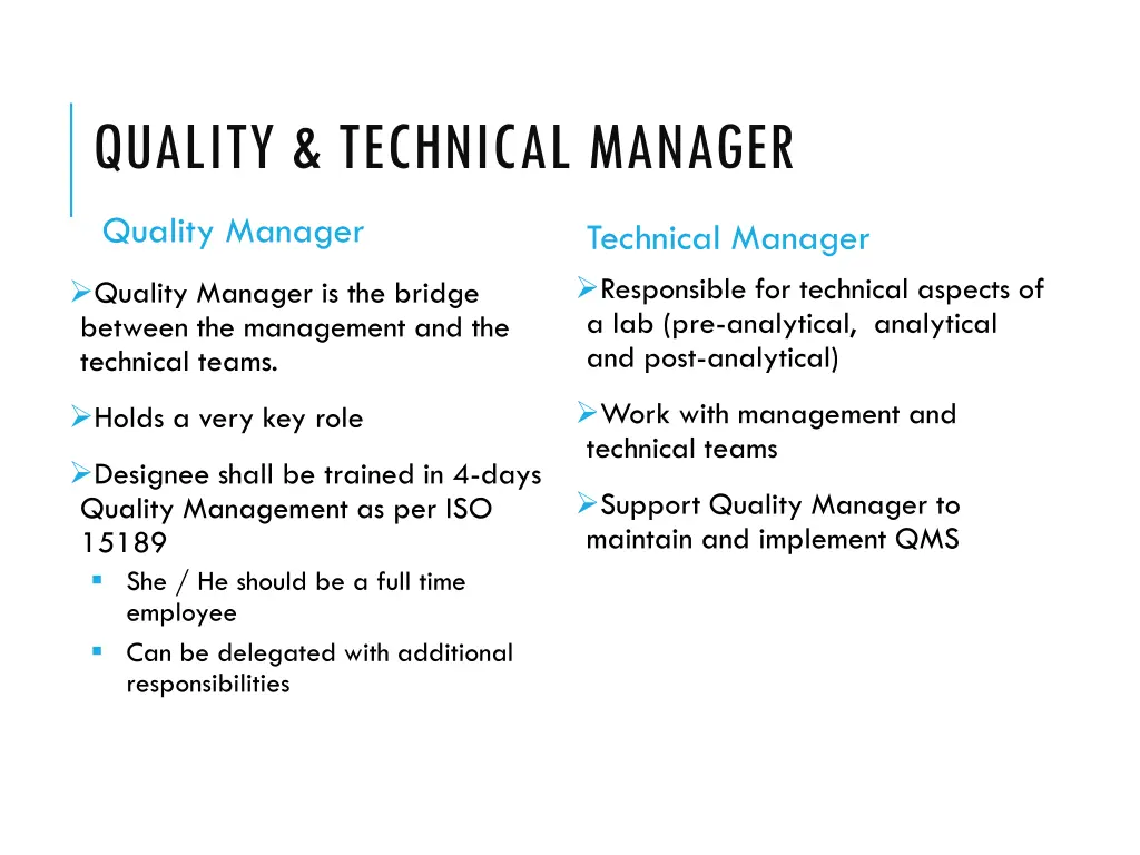 quality technical manager