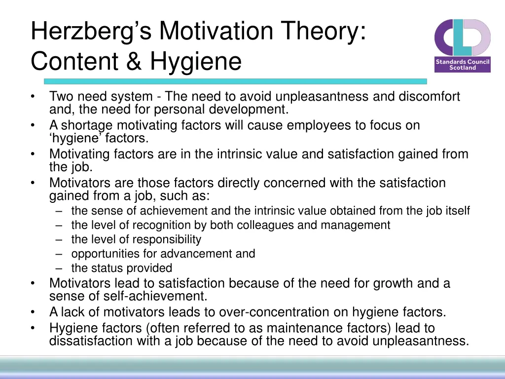 herzberg s motivation theory content hygiene