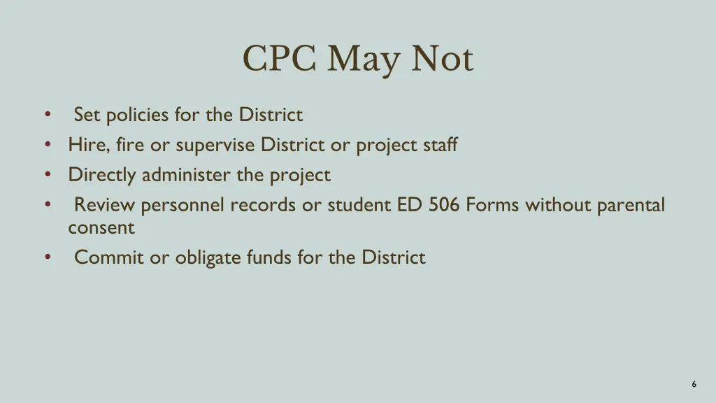 cpc may not