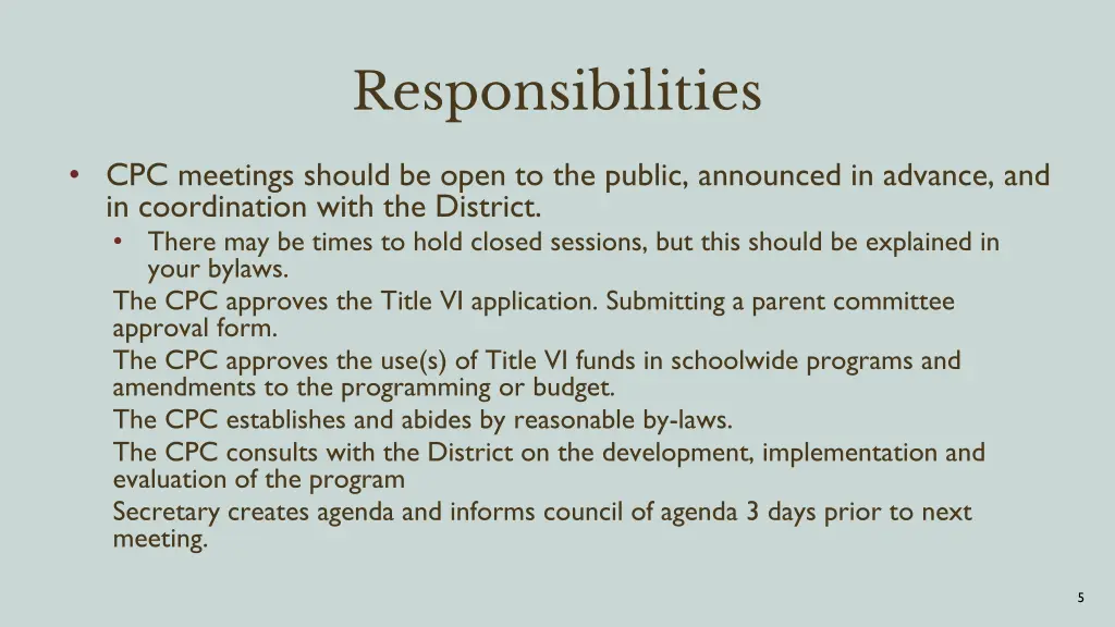 responsibilities