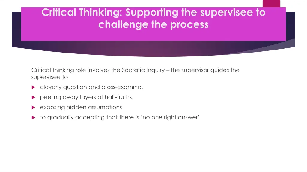 critical thinking supporting the supervisee 1