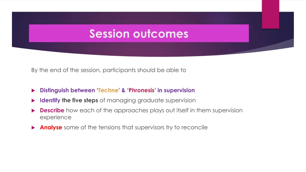 session outcomes