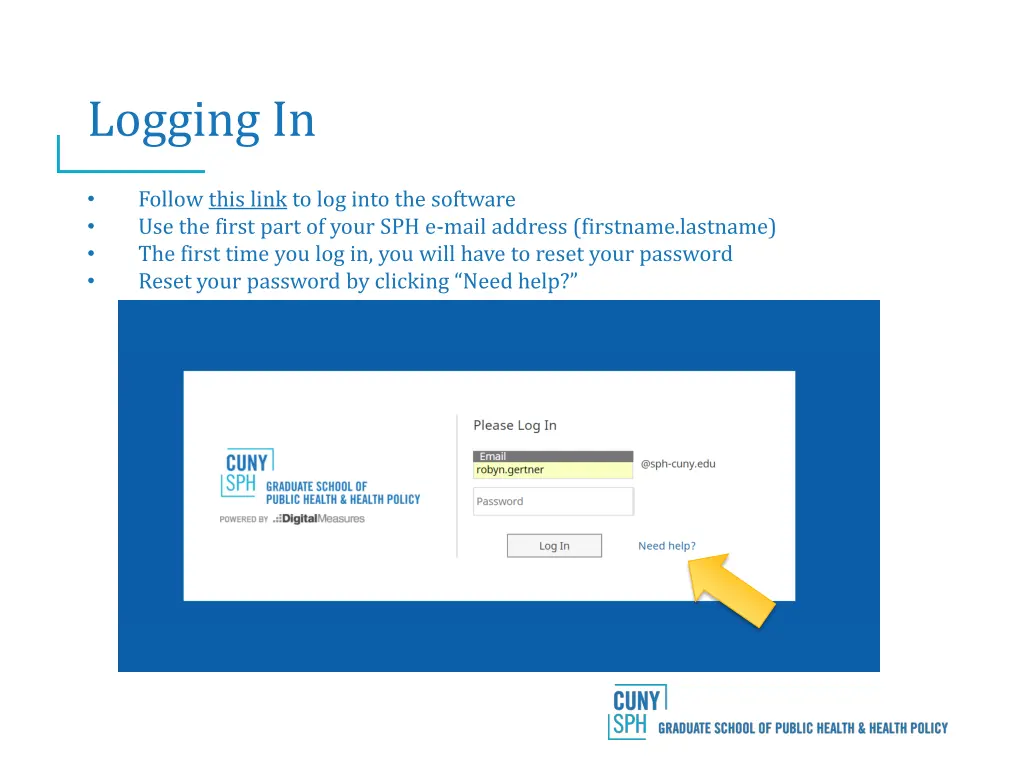 logging in