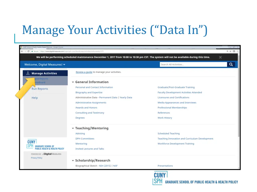 manage your activities data in 1