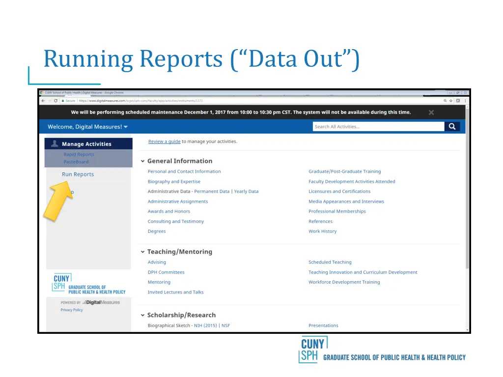 running reports data out 1