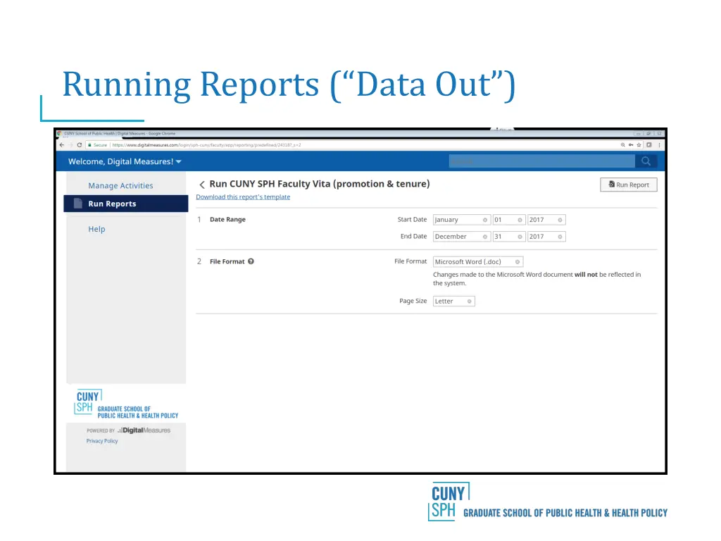 running reports data out 3