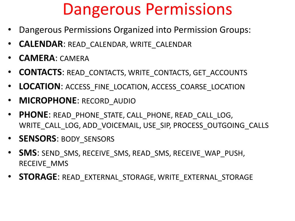 dangerous permissions dangerous permissions